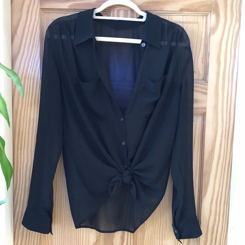 Sheer black collard blouse from Guess